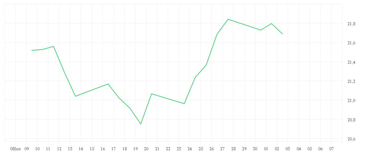 Chart zur Monatsentwicklung von Xtrackers MSCI India Swap UCITS ETF 1C