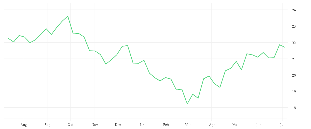 Chart zur Jahresentwicklung von Xtrackers MSCI India Swap UCITS ETF 1C