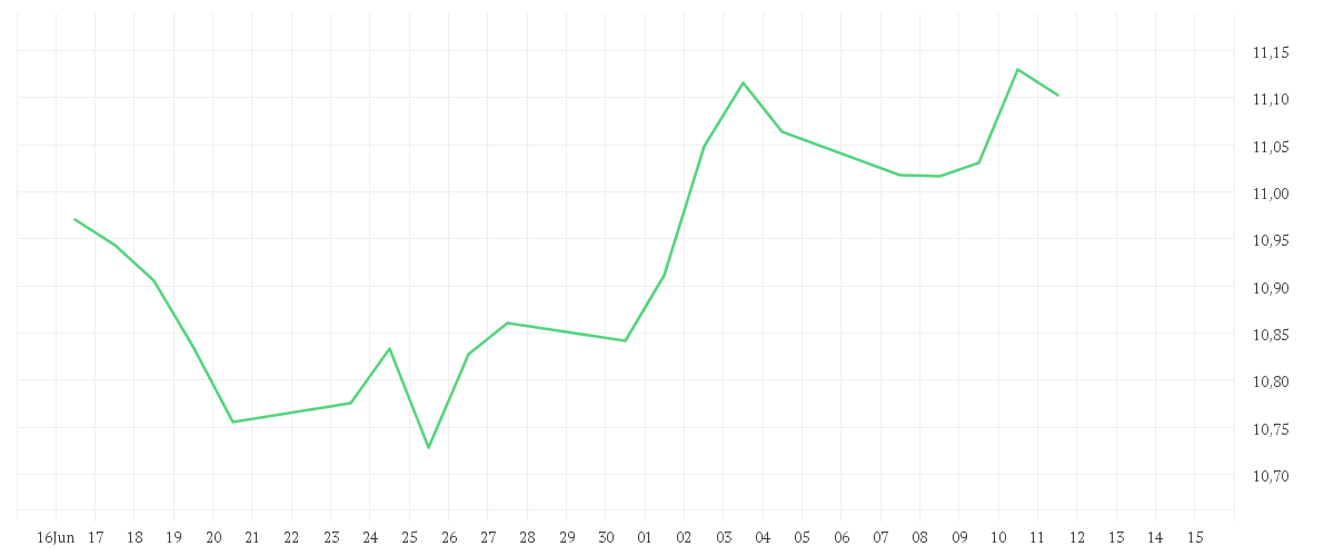 Chart zur Monatsentwicklung von Amundi S&P World Materials Screened UCITS ETF Dist