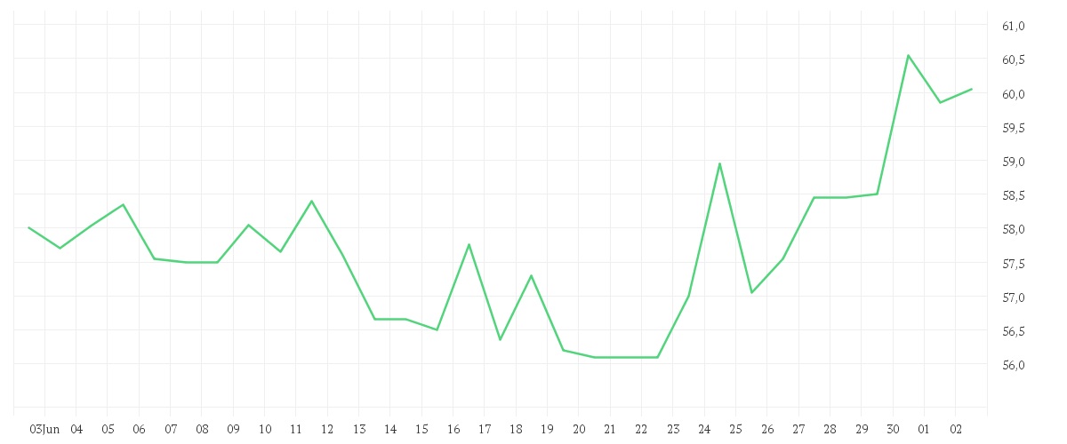 Chart zur Monatsentwicklung von NAGARRO SE