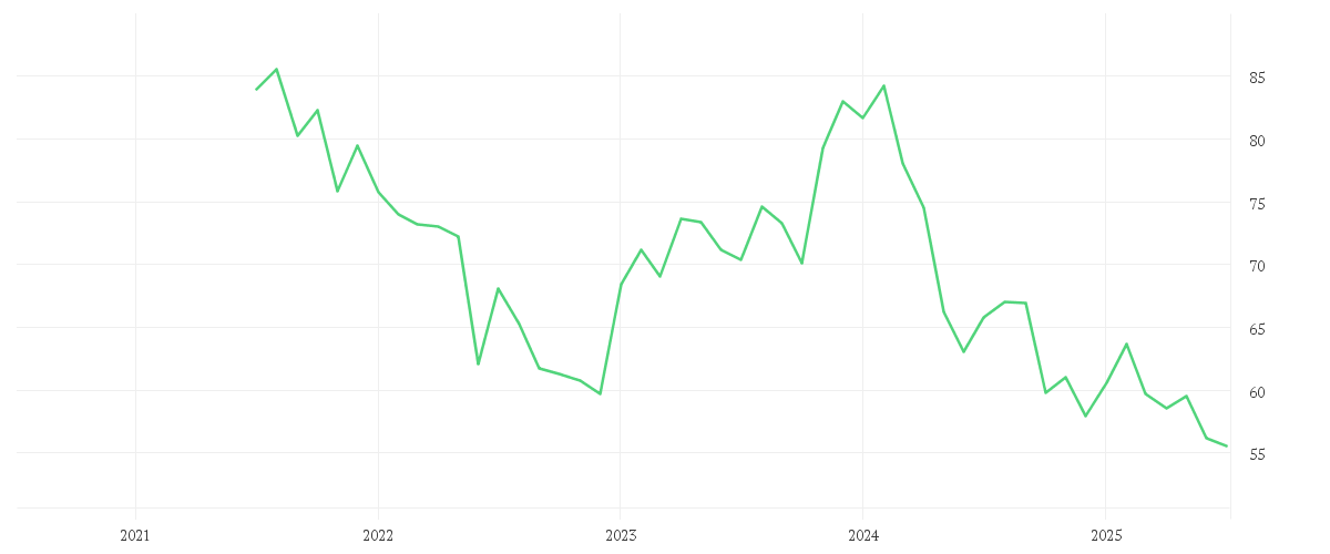 Chart zur Entwicklung der letzten fünf Jahre von BRENNTAG SE NA O.N.