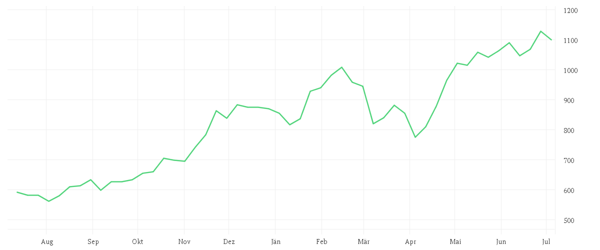 Chart zur Jahresentwicklung von NETFLIX INC.      DL-,001