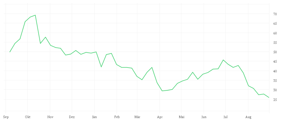 Chart zur Jahresentwicklung von SUESS MICROTEC SE NA O.N.