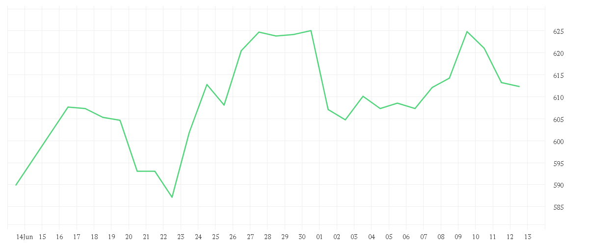 Chart zur Monatsentwicklung von META PLATF.  A DL-,000006