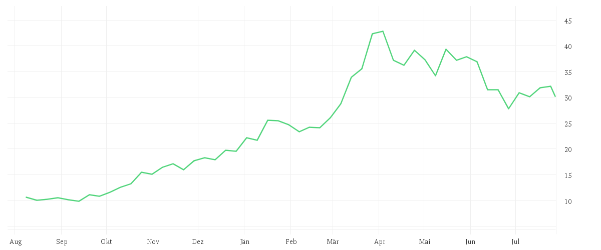 Chart zur Jahresentwicklung von VERBIO SE INH O.N.