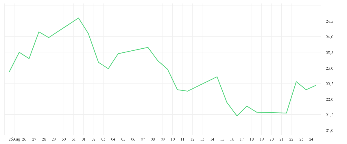 Chart zur Monatsentwicklung von ZALANDO SE