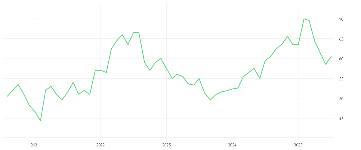 Chart zur Entwicklung der letzten fünf Jahre von CMS ENERGY CORP.   DL-,01