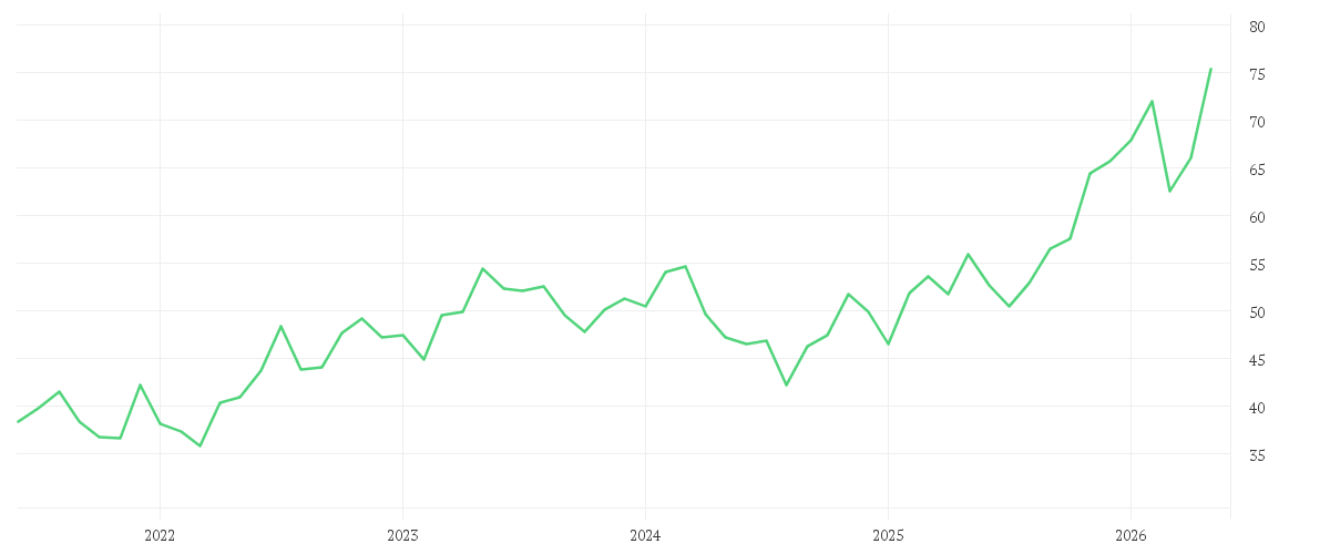 Chart zur Entwicklung der letzten fünf Jahre von MONSTER BEVER.NEW DL-,005